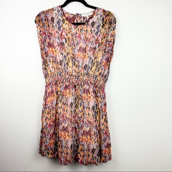 IRO Ohno Dress in Orange and Pink Ikat Print, Size 38 - Picture 4 of 10